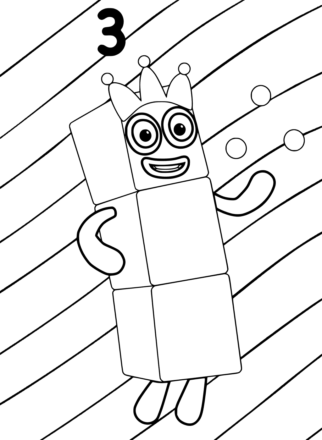 Coloriage Numberblocks Number 3 - Numberblocks à imprimer