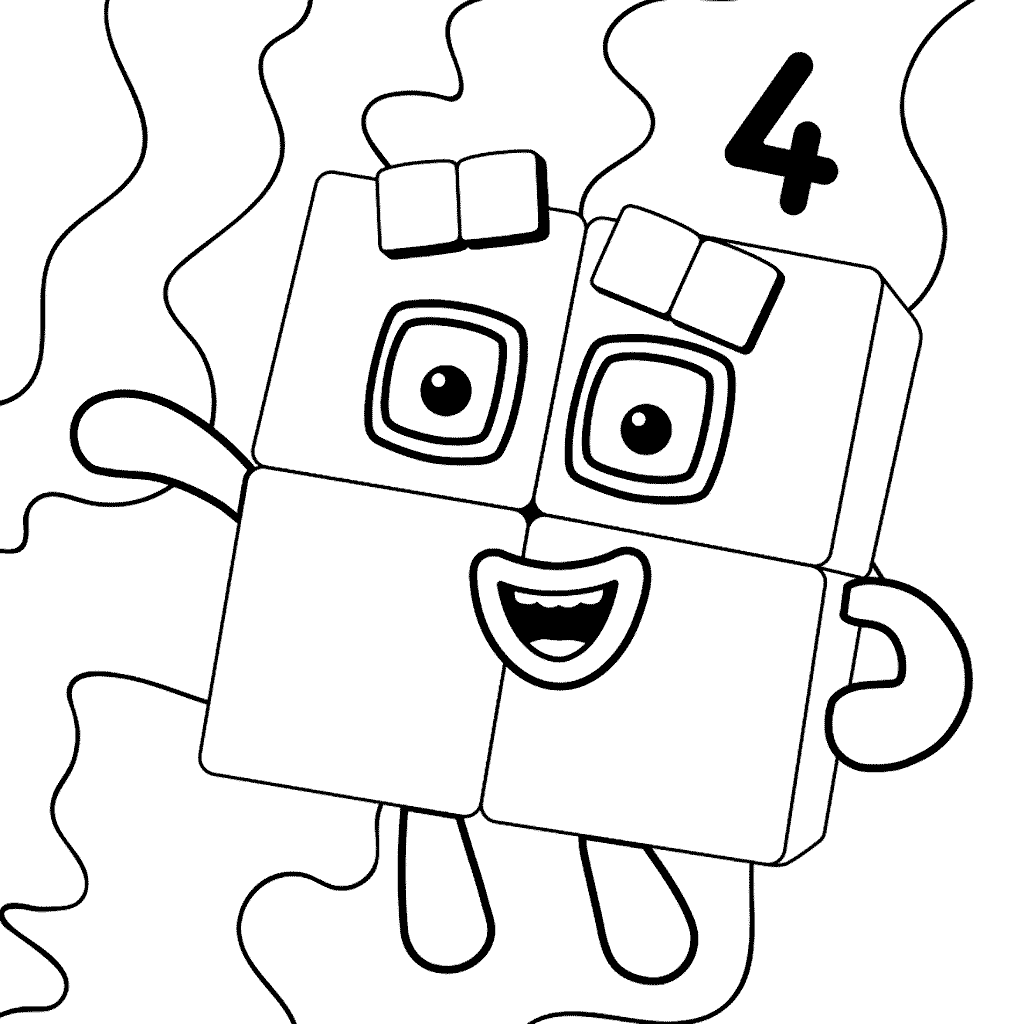 Coloriage Numberblocks Number 4 - Numberblocks à imprimer