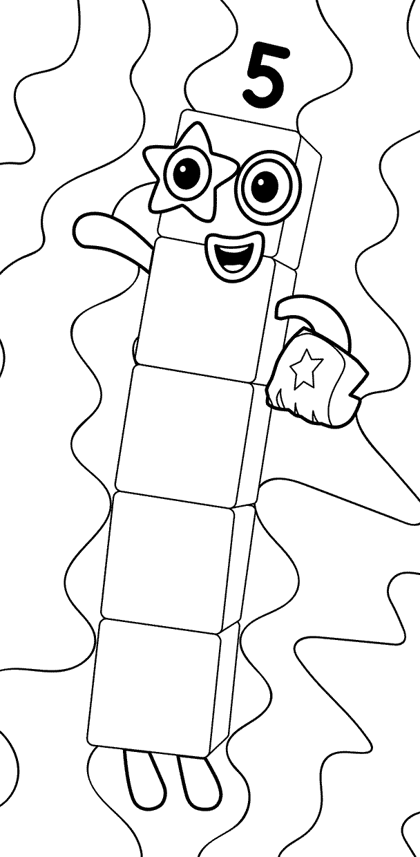 Coloriage Numberblocks Number 5 - Numberblocks à imprimer