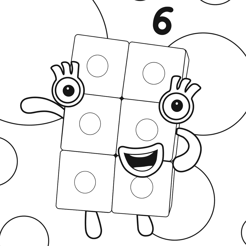 Coloriage Numberblocks Number 6 - Numberblocks à imprimer