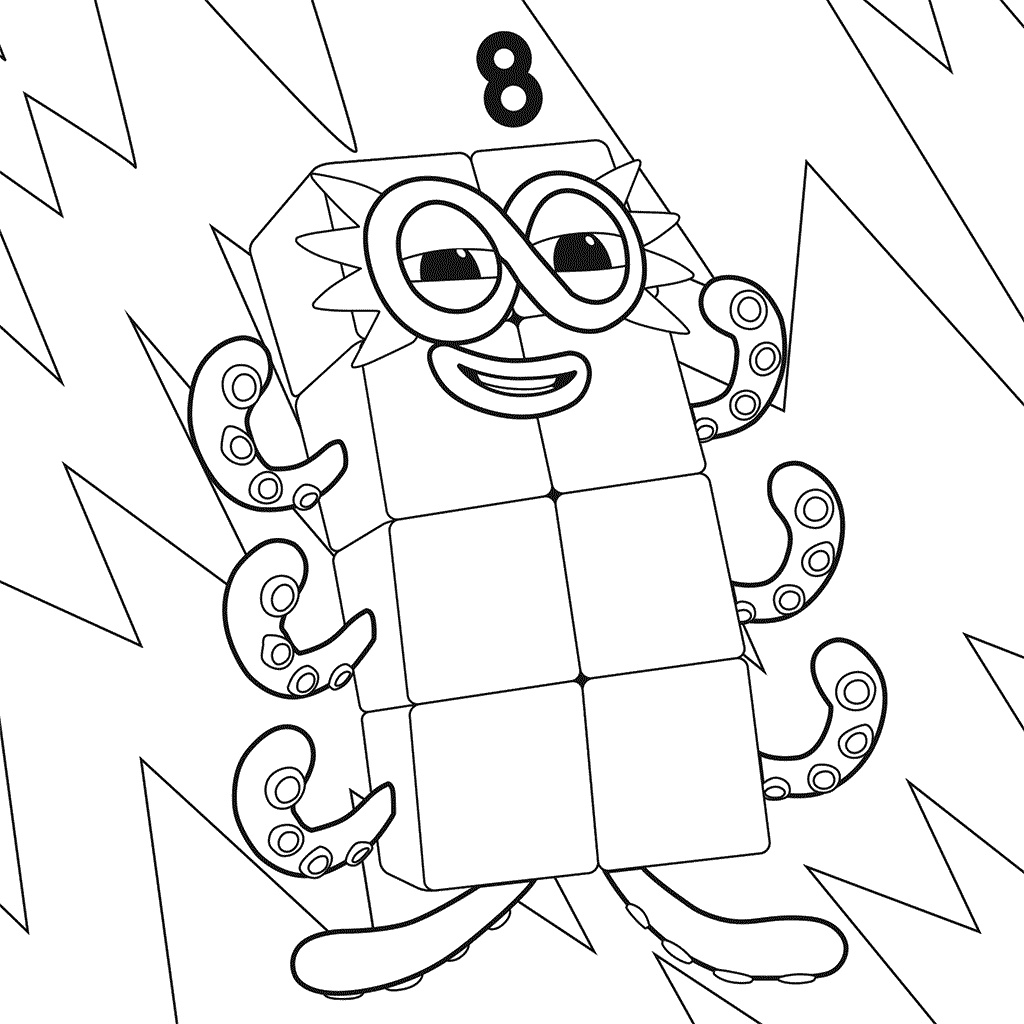 Coloriage Numberblocks Number 8 - Numberblocks à imprimer
