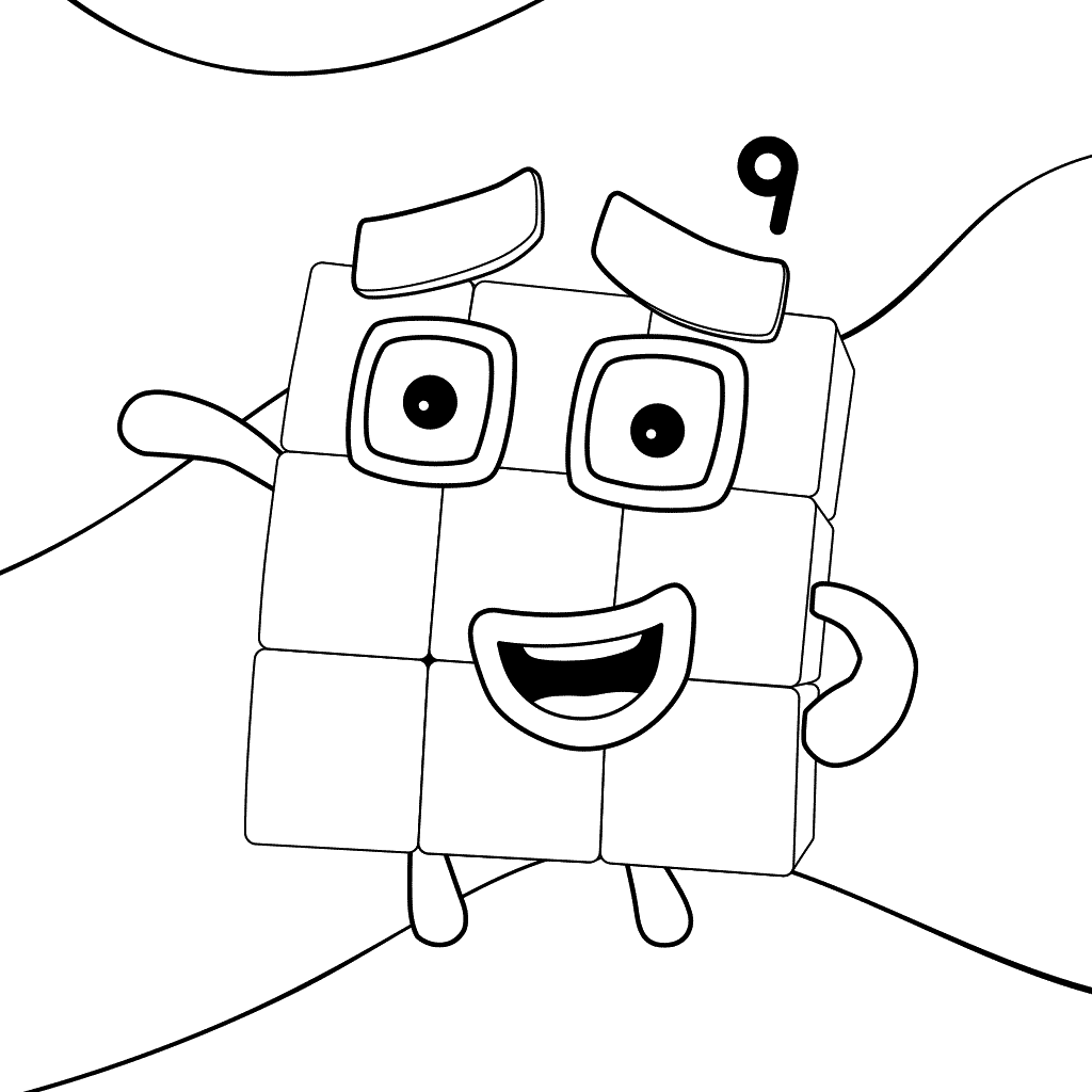 Coloriage Numberblocks Number 9 - Numberblocks à imprimer