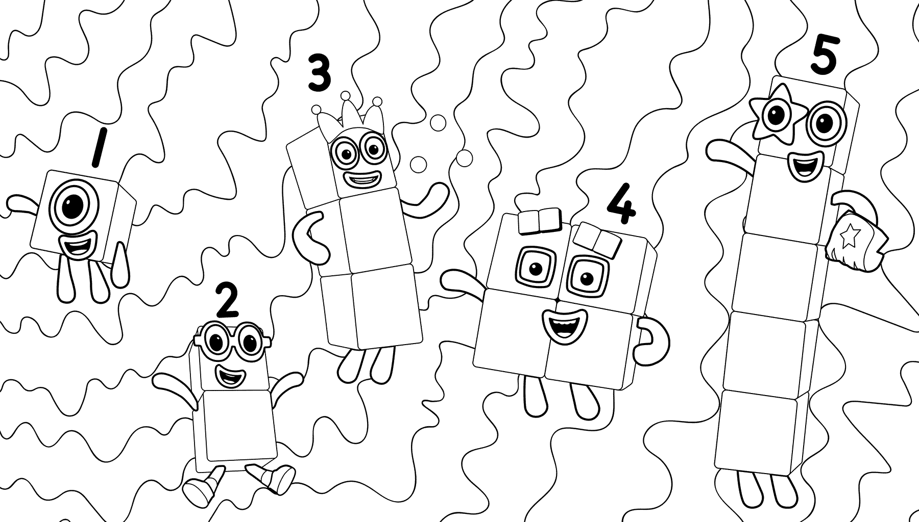 Coloriage Numberblocks Numbers 1 To 5 Fun - Numberblocks à imprimer