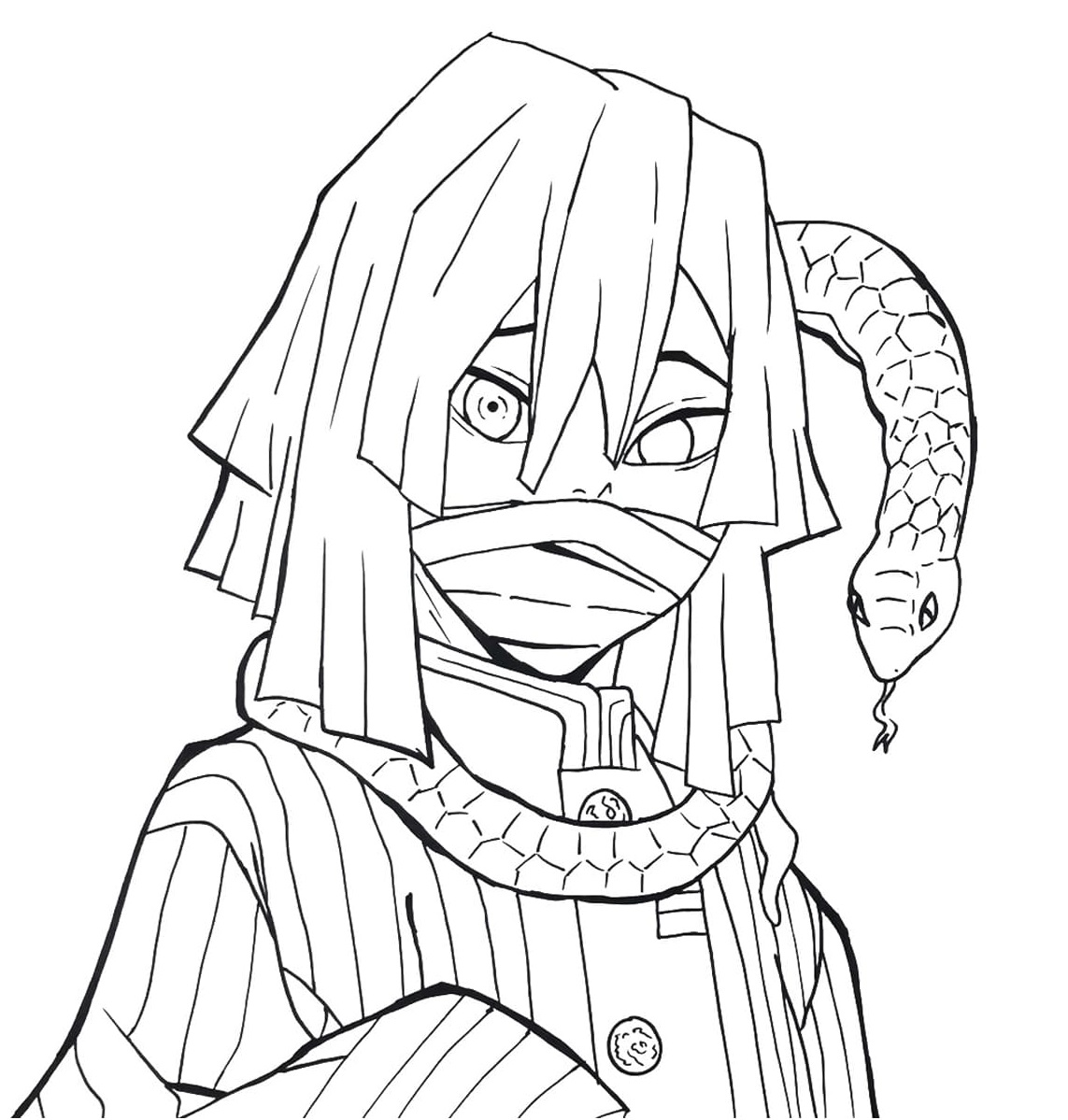Coloriage Obanai Iguro With A Snake Démon Slayer - Demon slayer à imprimer