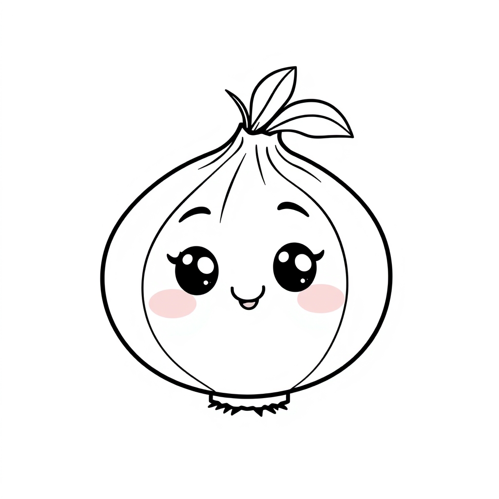 Coloriage Oignon Maternelle Légumes Kawaii - Legumes à imprimer