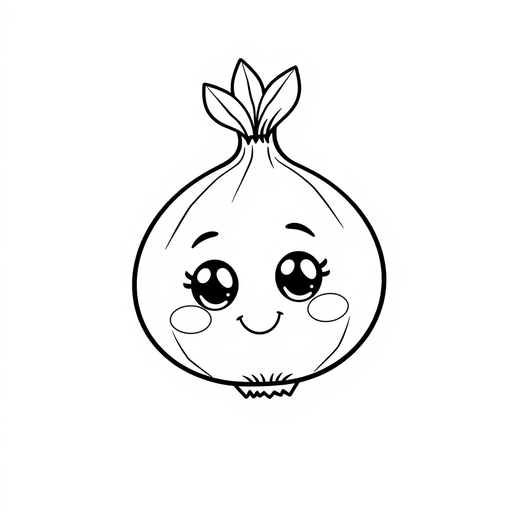 Coloriage Oignon Rigolos Légumes Kawaii - Legumes à imprimer