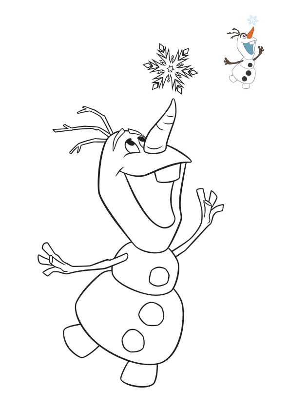 Coloriage Olaf Et Un Flocon De Neige - Olaf à imprimer