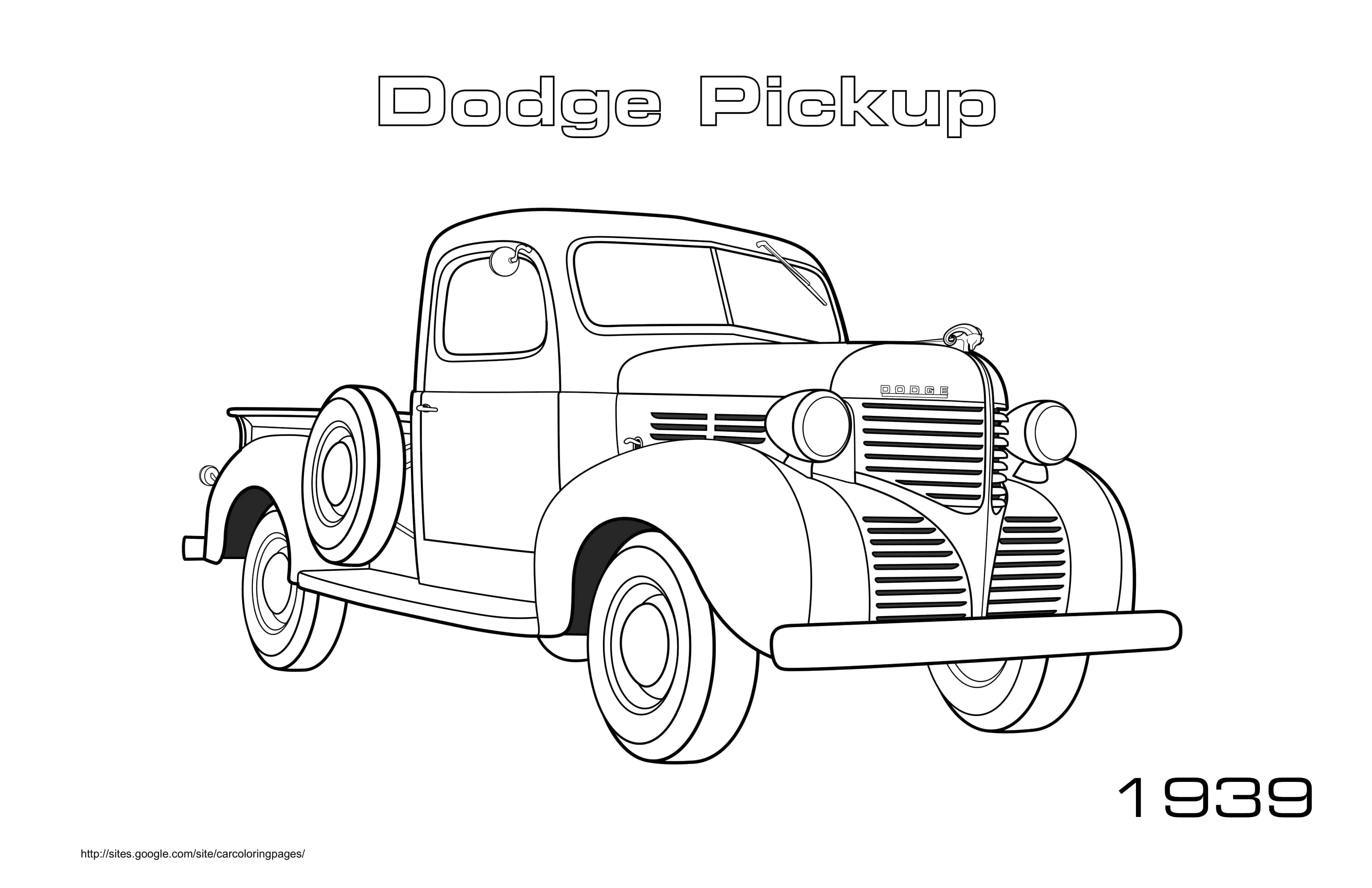 Coloriage Dodge Pickup 1939 camionnette rétro - Voiture à imprimer