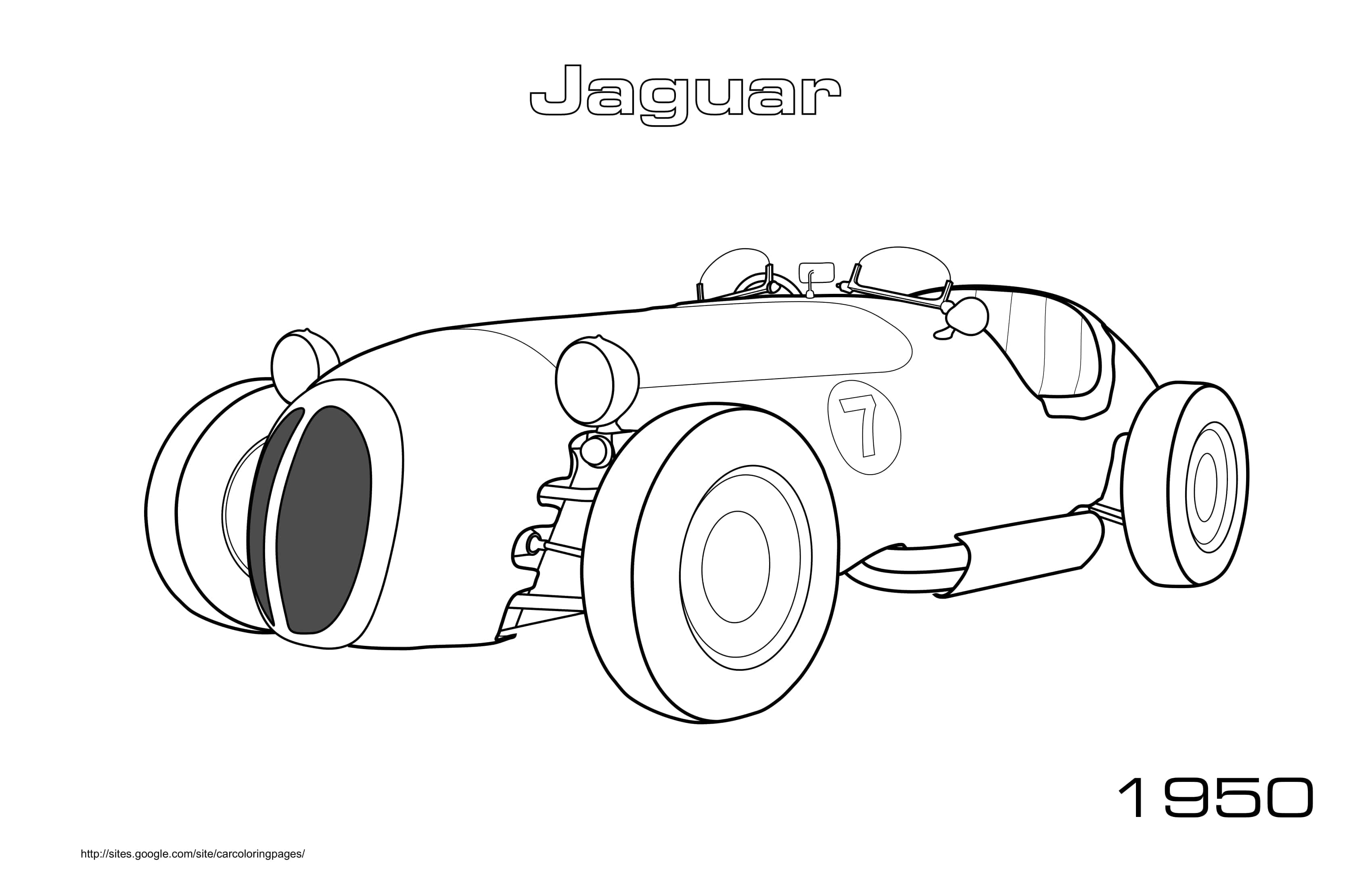 Coloriage Jaguar 1950 décapotable britannique - Voiture à imprimer