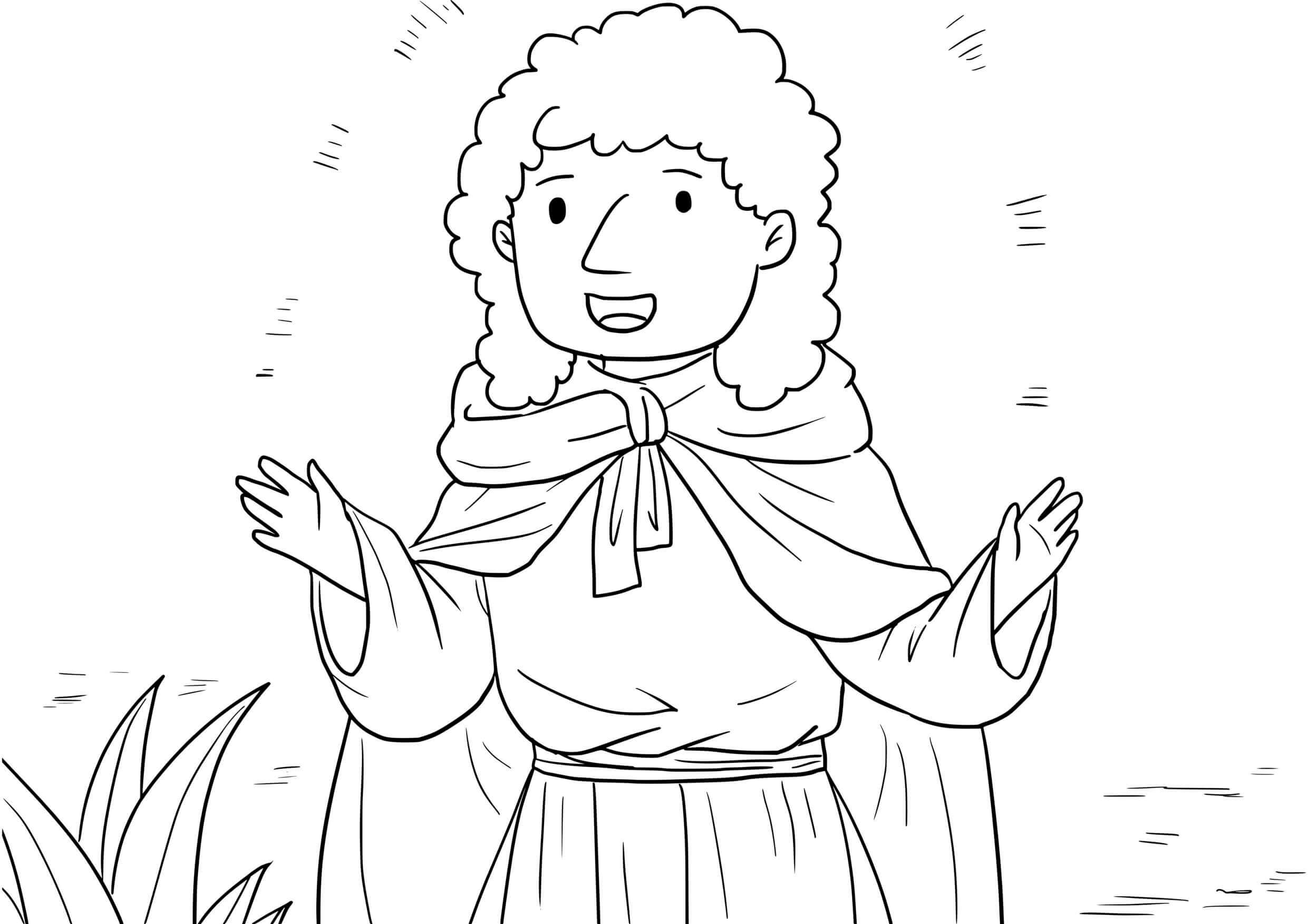 Coloriage Le lépreux guéri par Jésus - Scène biblique - Jésus à imprimer