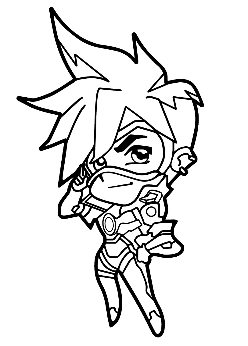 Coloriage Tracer Overwatch - Spray Mignon - Overwatch à imprimer