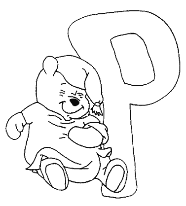 Coloriage P Winnie - Alphabet à imprimer