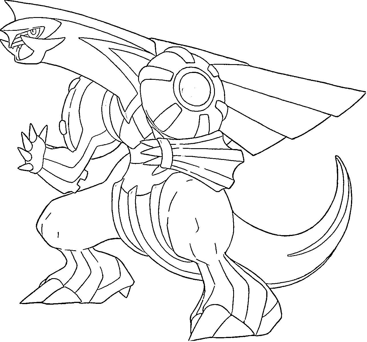 Coloriage Palkia Génération 4 - Pokémon légendaire à imprimer