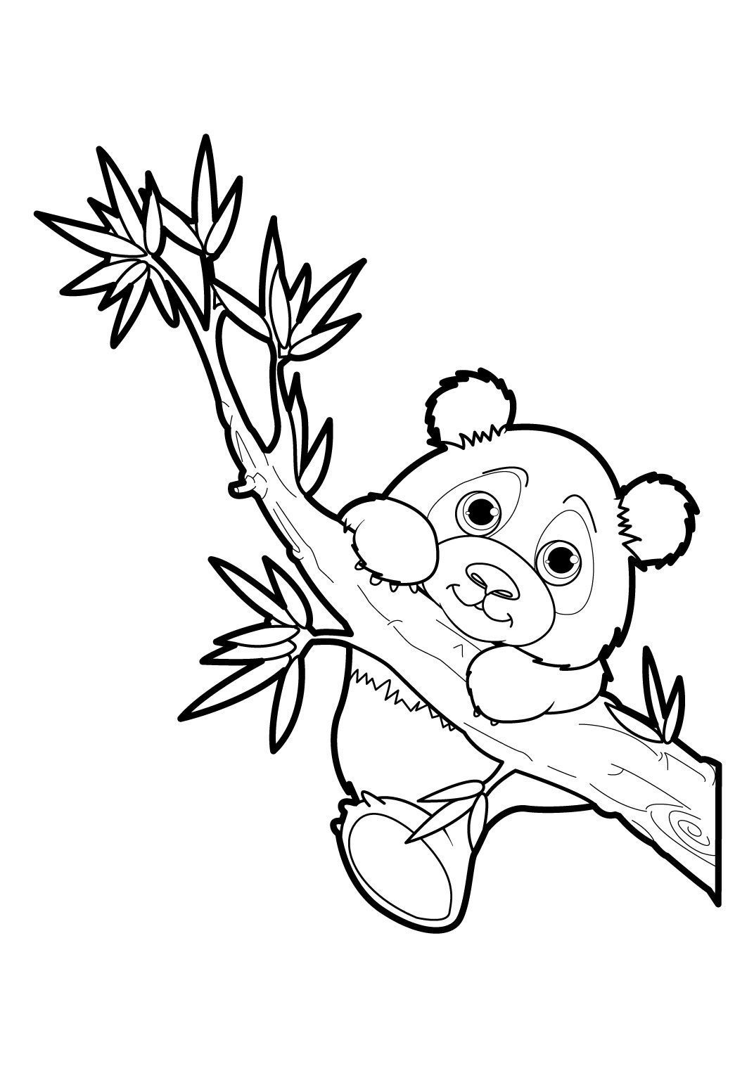 Coloriage Panda géant souriant en forêt de bambous - Gulli à imprimer