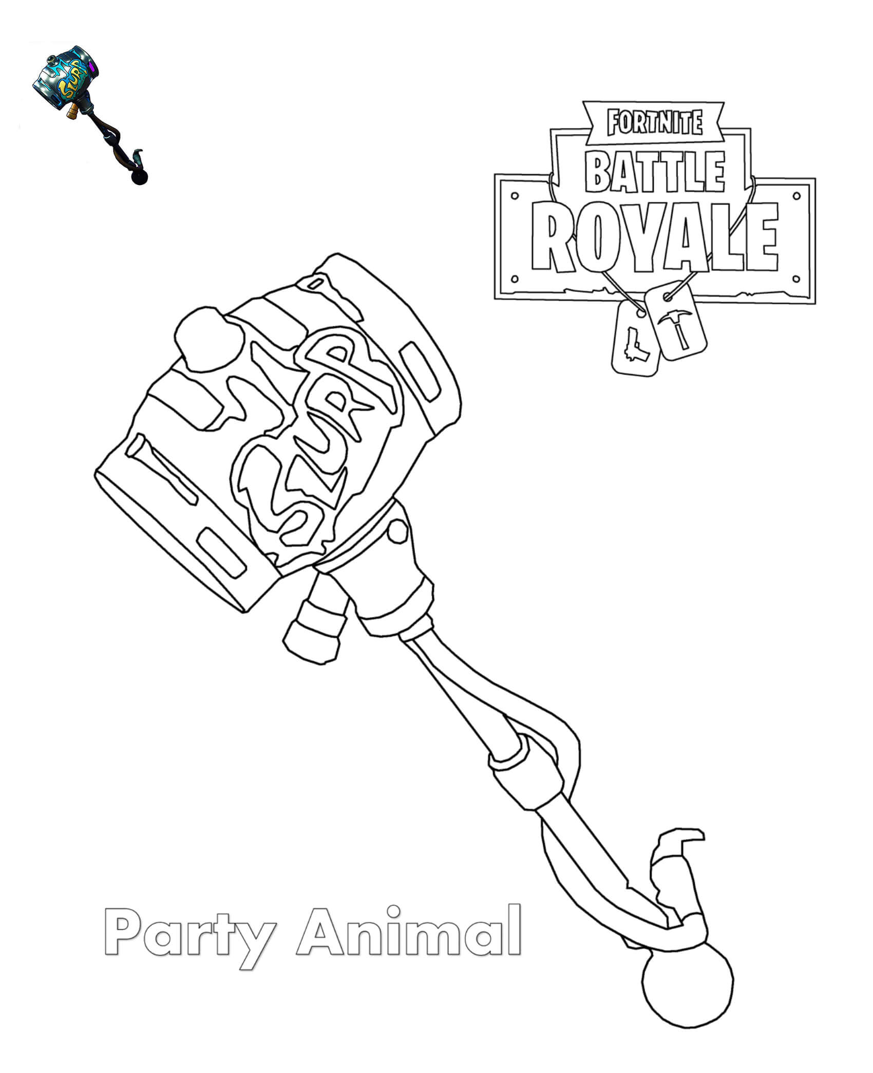 Coloriage Party Animal Fortnite - Fortnite à imprimer
