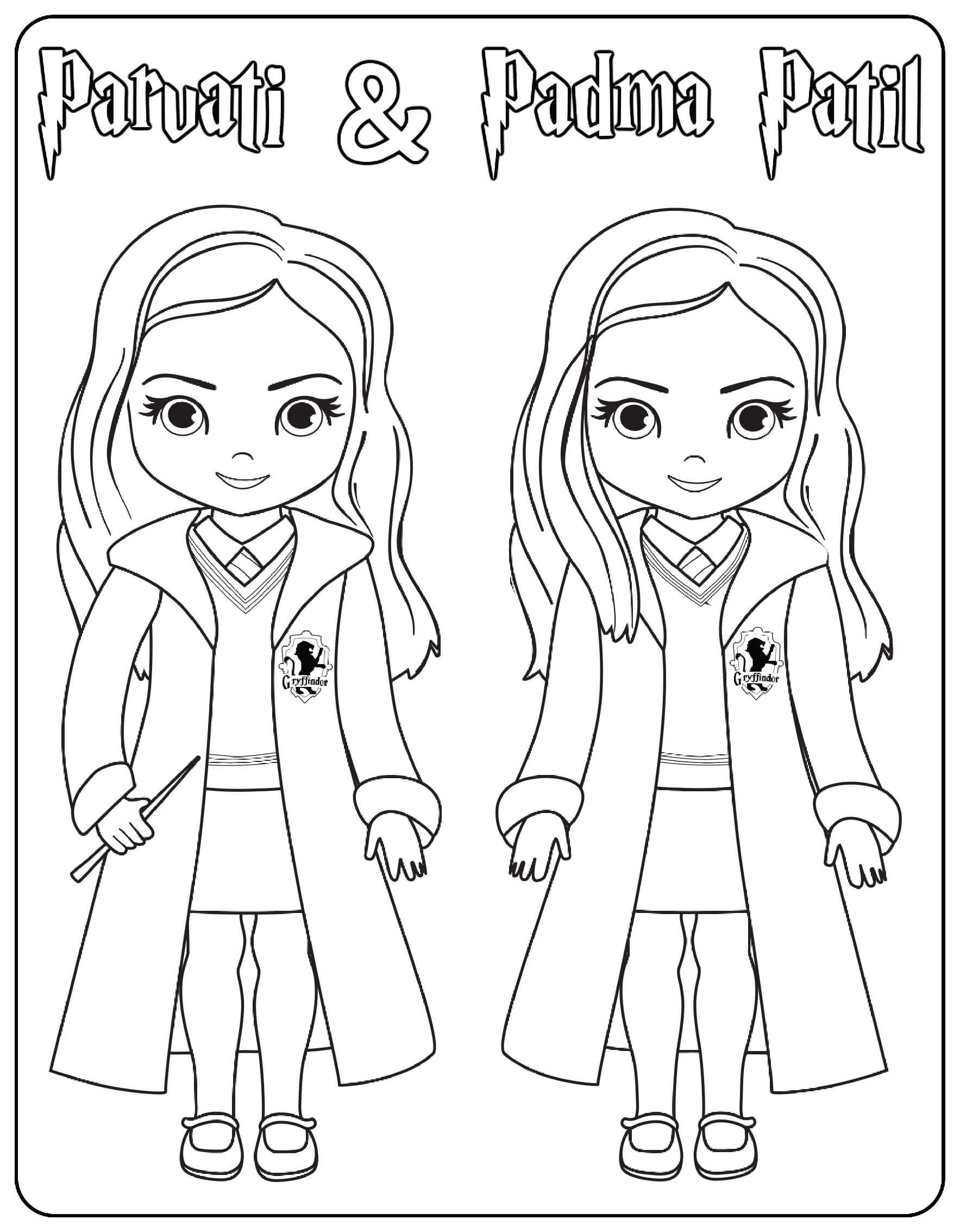 Coloriage Parvati And Padma Patil - Harry potter à imprimer