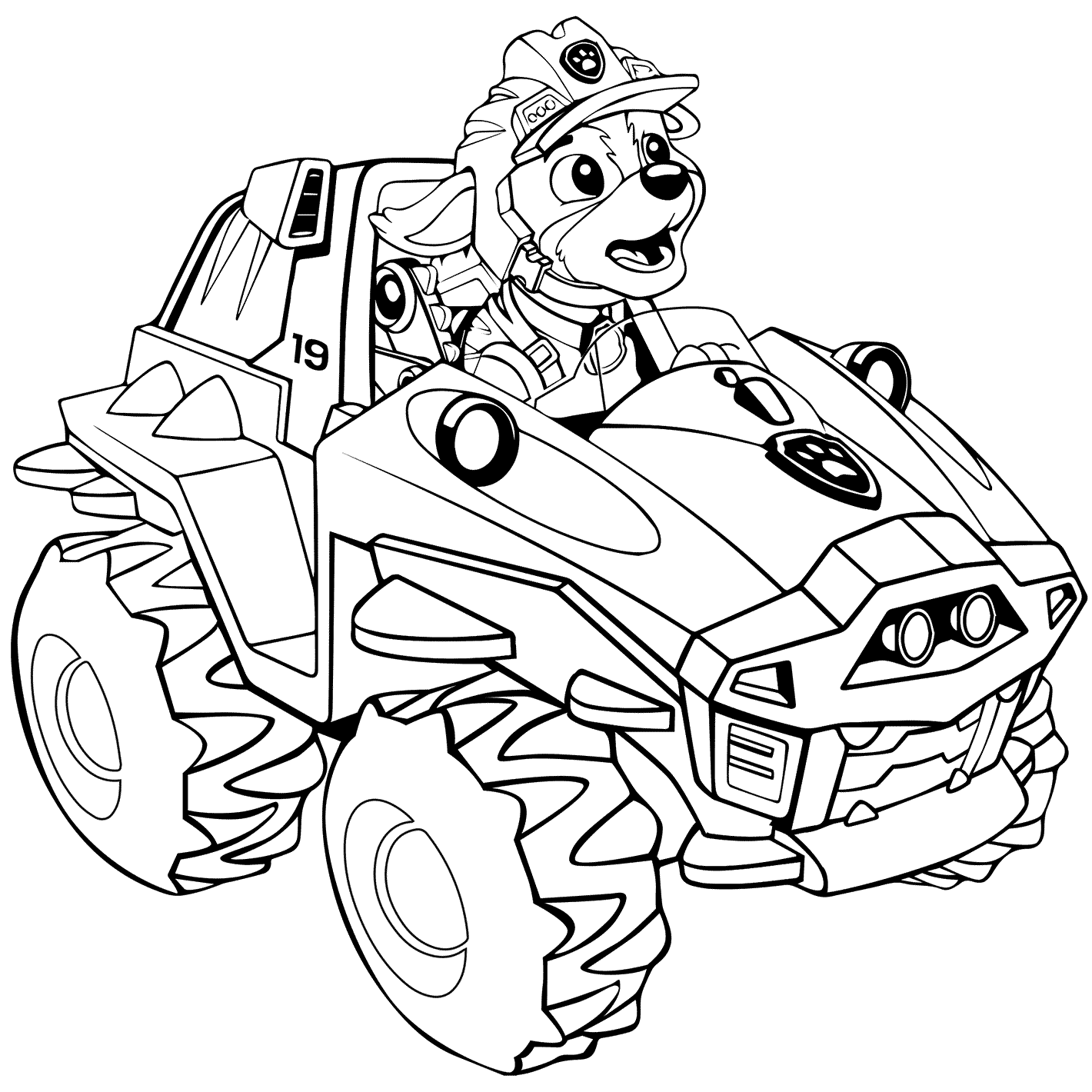 Coloriage Pat Patrouille Dino Rescue Meet Rex Voiture 4x4 - Pat patrouille à imprimer