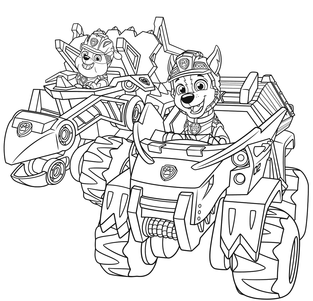 Coloriage Pat Patrouille Dino Rescue Voiture 4x4 - Pat patrouille à imprimer