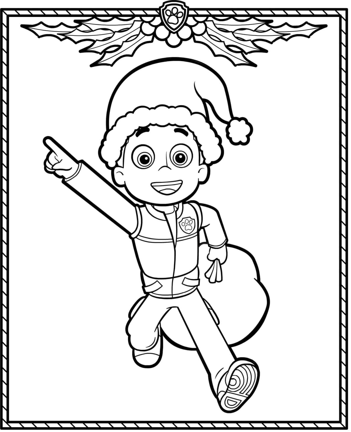 Coloriage Pat patrouille Noël ryder - Pat patrouille noel à imprimer