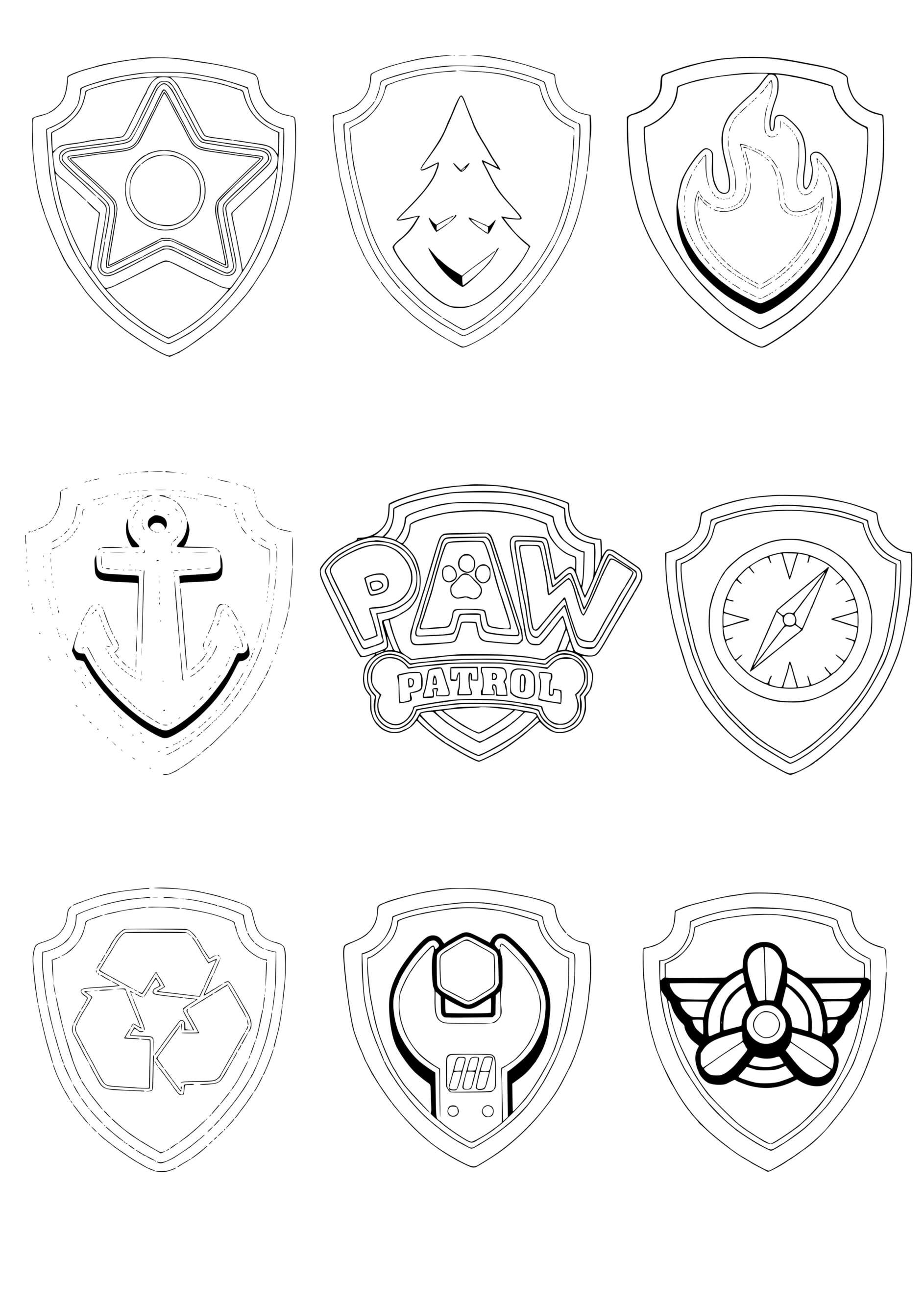 Coloriage Pat Patrouille Pups Tags Badges - Pat patrouille à imprimer