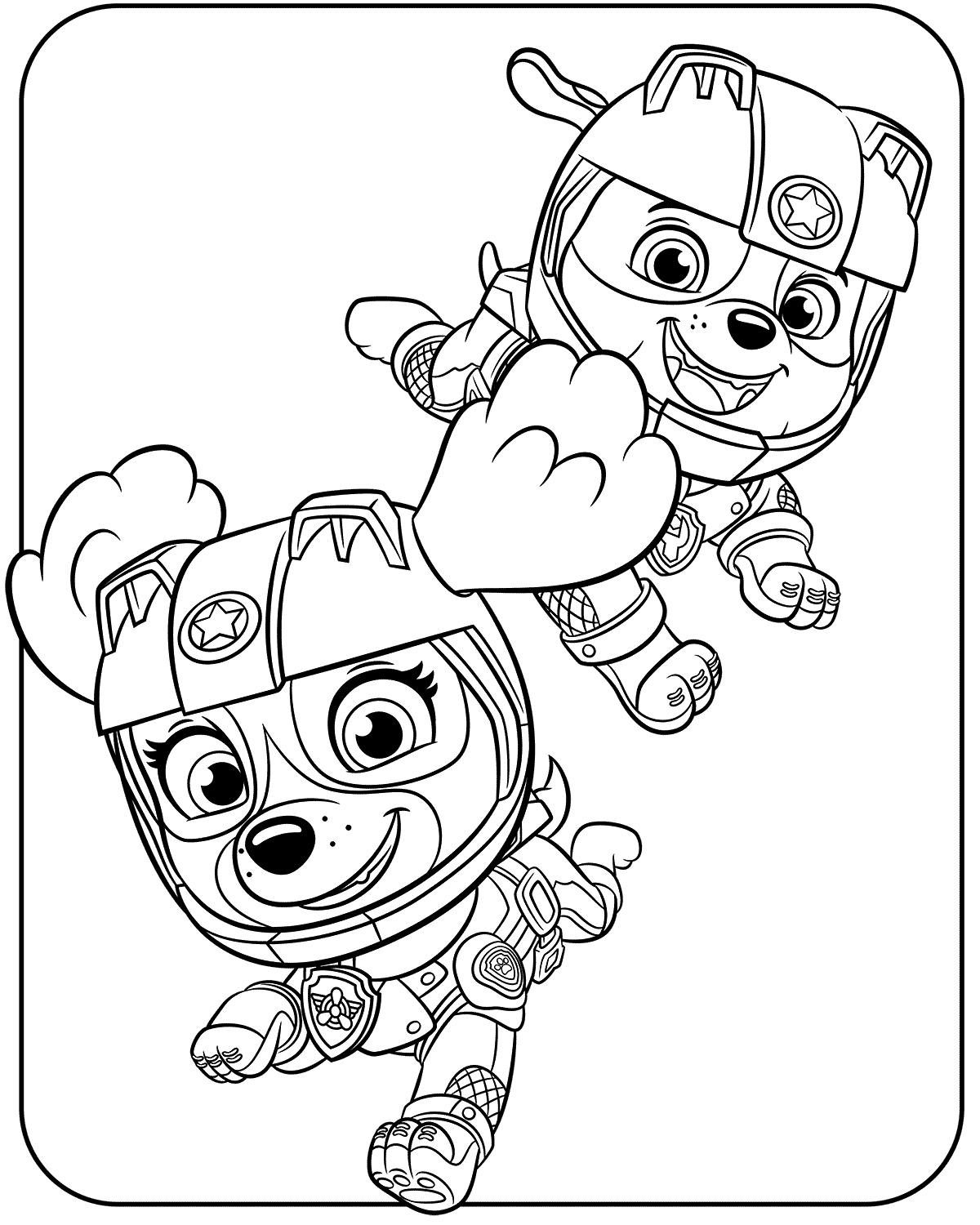 Coloriage Pat Patrouille Moto Pups Stella Ruben - Pat Patrouille La Super Patrouille à imprimer