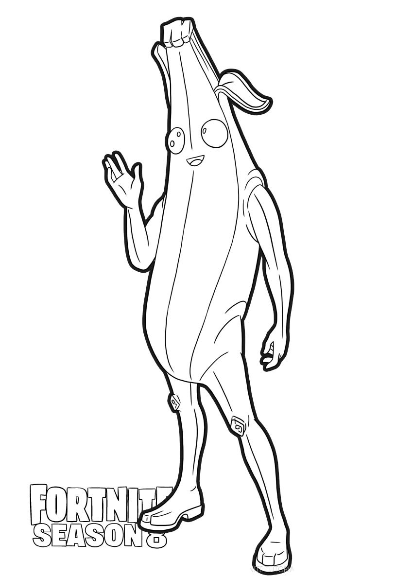 Coloriage Peely la banane héroïque Fortnite - Fortnite à imprimer