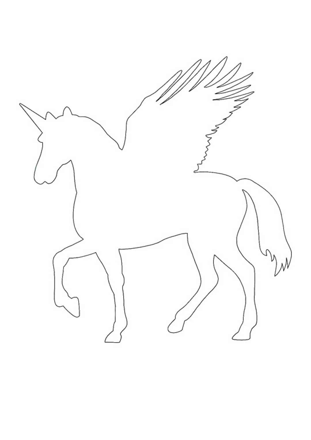Coloriage Pegasus Licorne Silhouette Avec Des Ailes - Licorne à imprimer