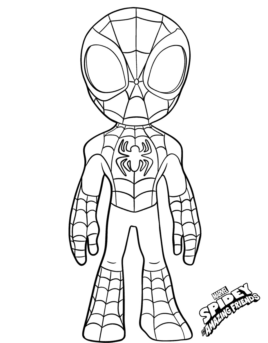 Coloriage Peter Parker Spidey Chibi Spider Man - Spidey à imprimer