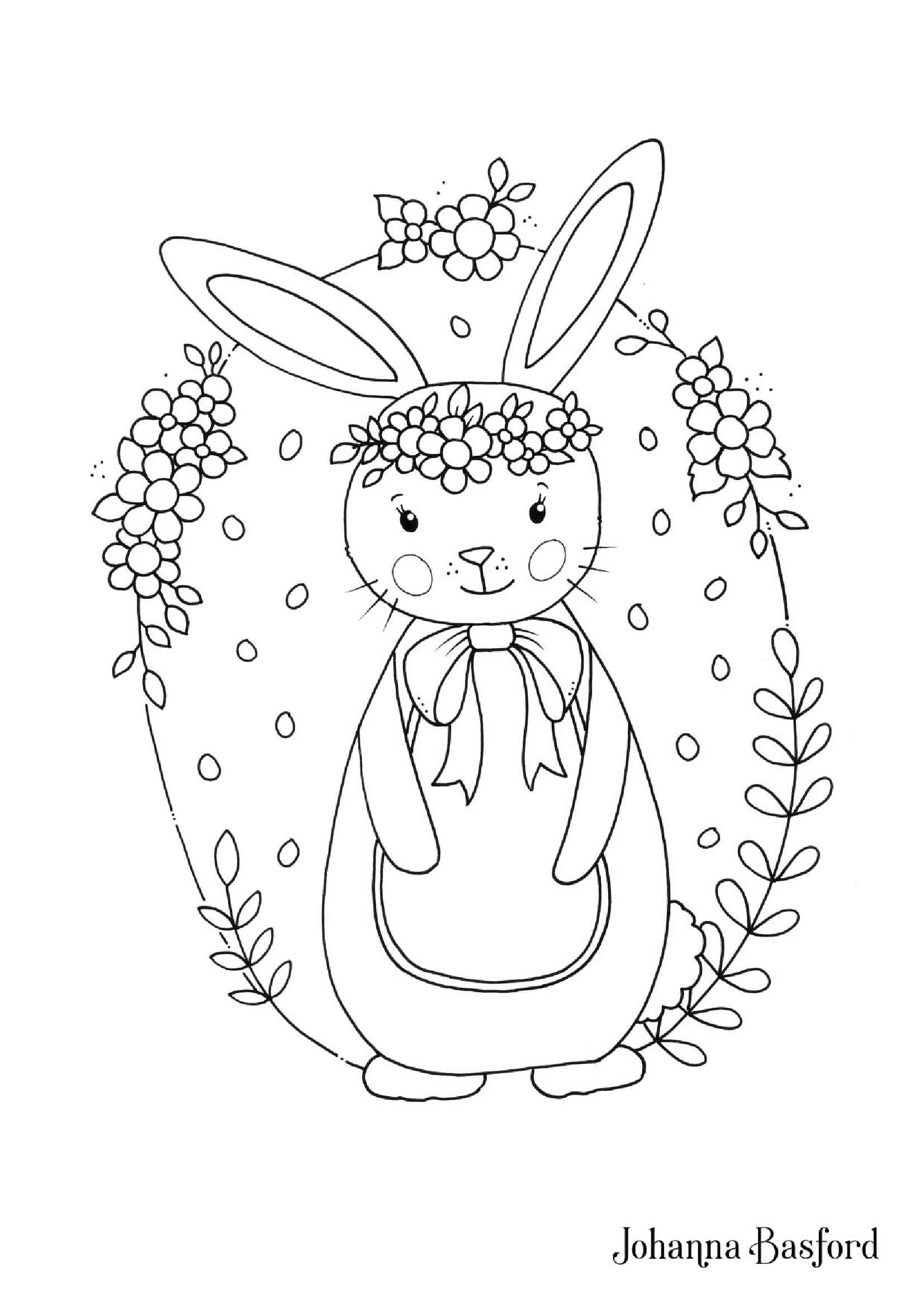 Coloriage Petit Lapin Adorable Pour Pâques Enfants - Adulte par johanna basford à imprimer