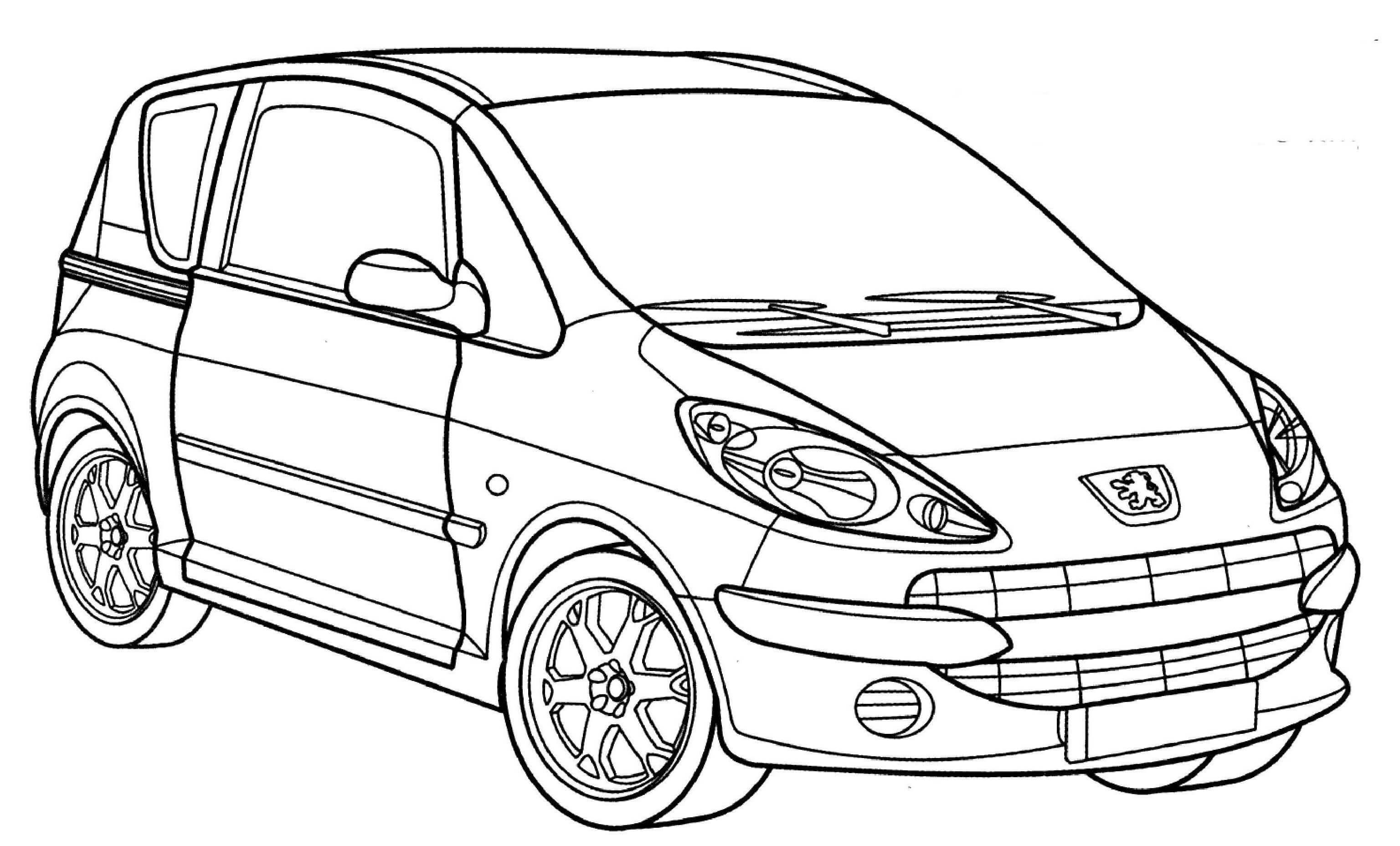 Coloriage Peugeot 1007 monospace urbain - Voiture à imprimer