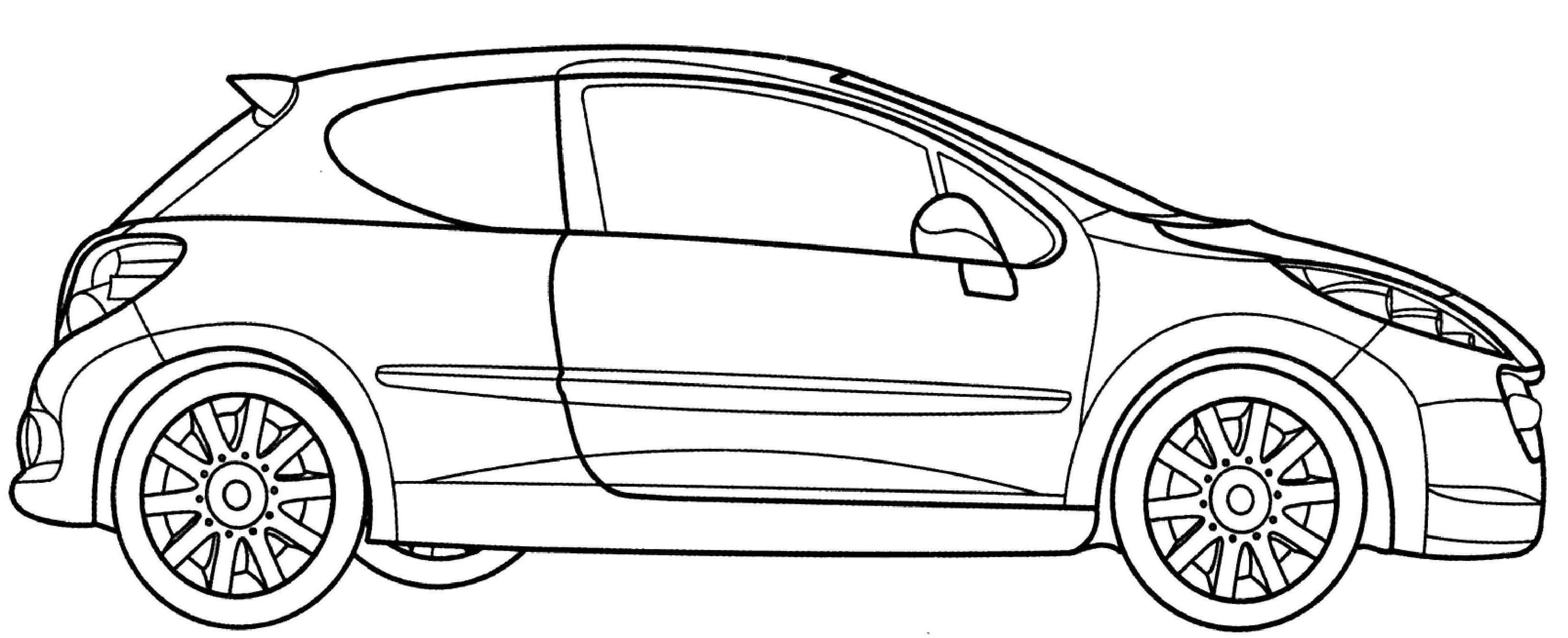 Coloriage Peugeot 207 Rc - Voiture à imprimer