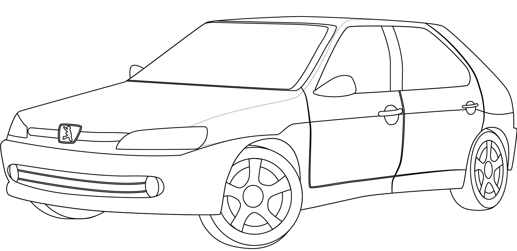 Coloriage Peugeot 306 berline compacte de route - Voiture à imprimer