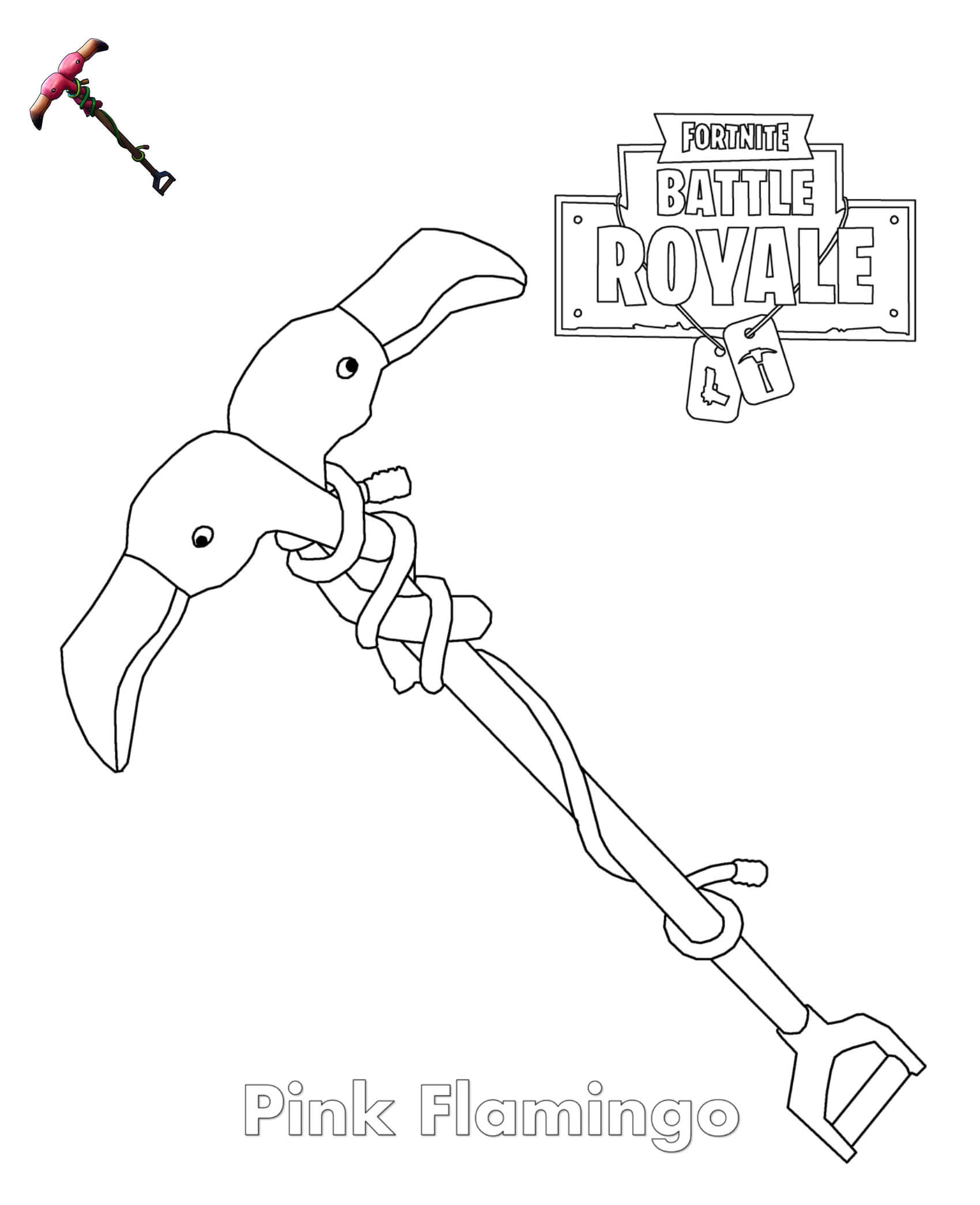 Coloriage Pink Flamingo Pickaxe Fortnite - Fortnite à imprimer