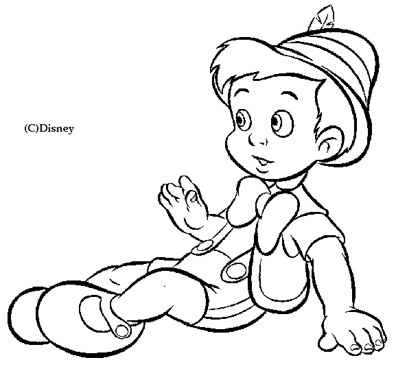 Coloriage Pinocchio Assis Par Terre - Pinocchio à imprimer