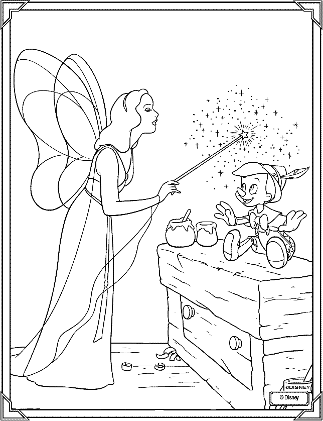 Coloriage Pinocchio Et La Fée Bleue - Fée à imprimer