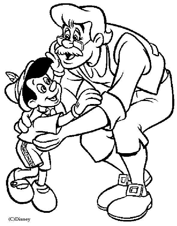 Coloriage Pinocchio Fait Un Câlin A Geppetto - Pinocchio à imprimer