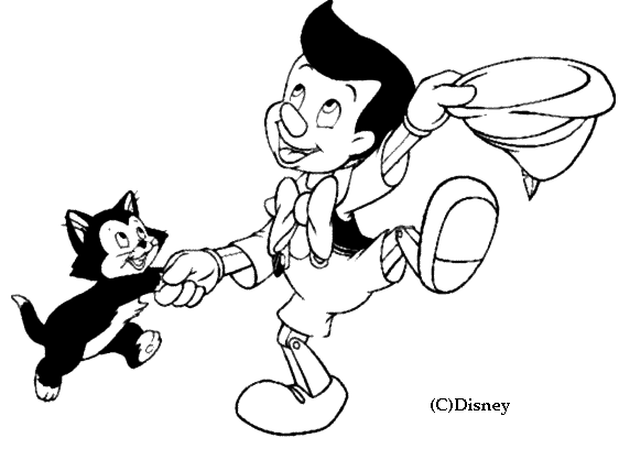 Coloriage Pinocchio S Amuse Avec Le Chat - Pinocchio à imprimer