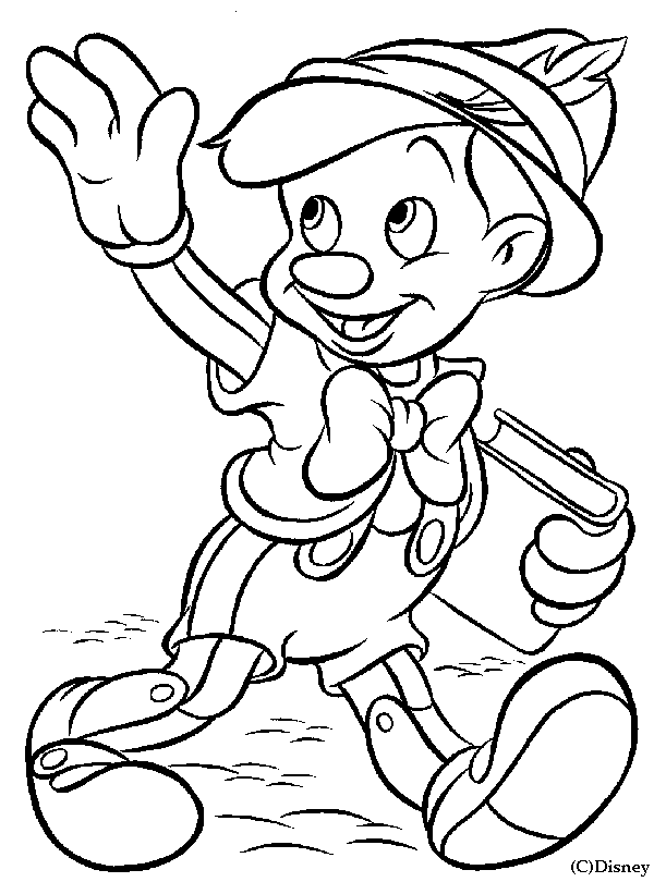 Coloriage Pinocchio Sur Le Chemin De L'École - École à imprimer