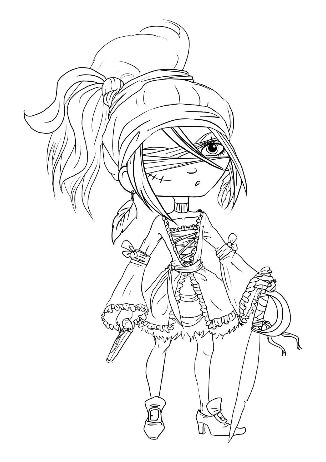 Coloriage Pirate Femme Enfant - Gulli à imprimer
