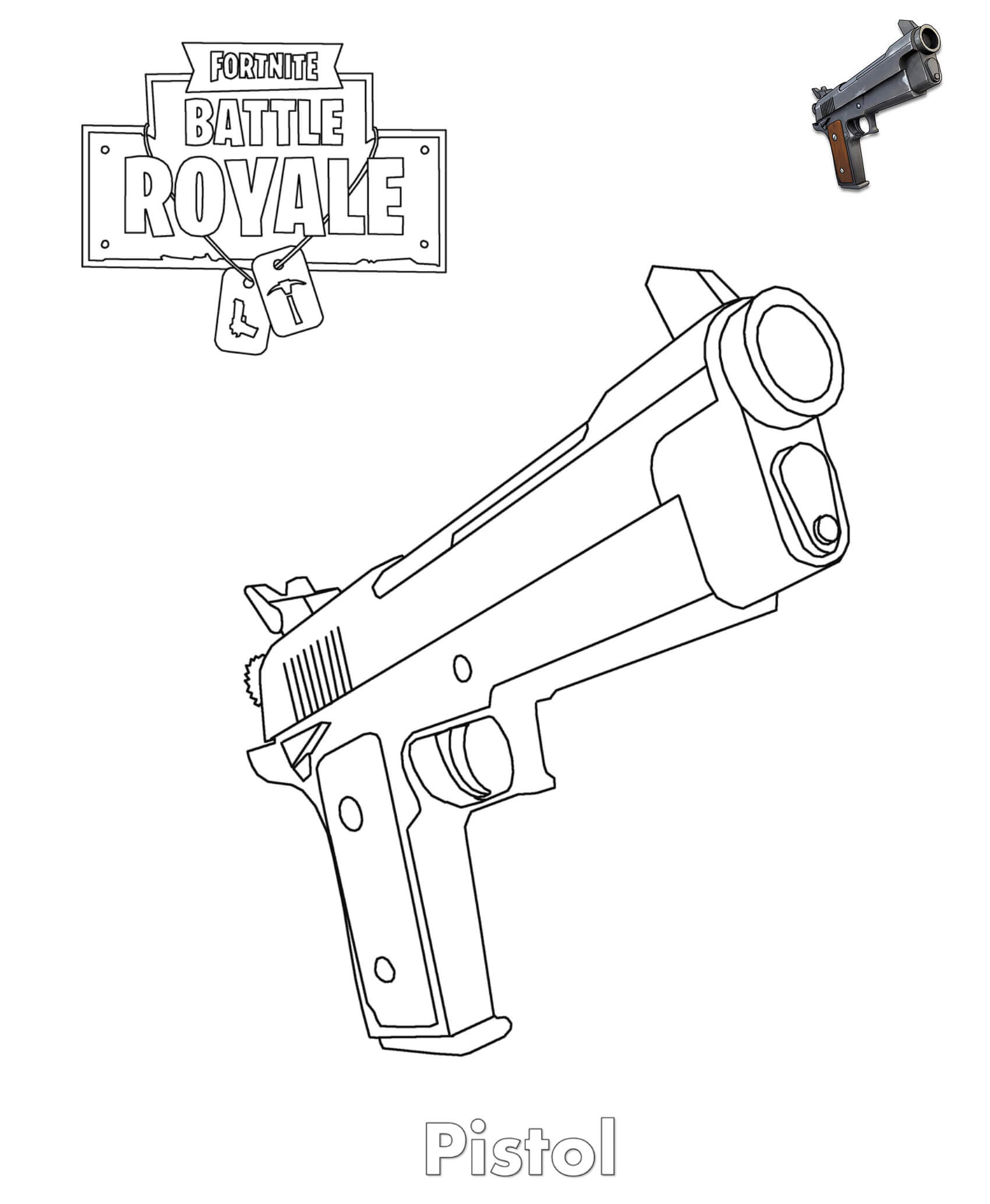 Coloriage Pistol Fortnite Item - Fortnite à imprimer