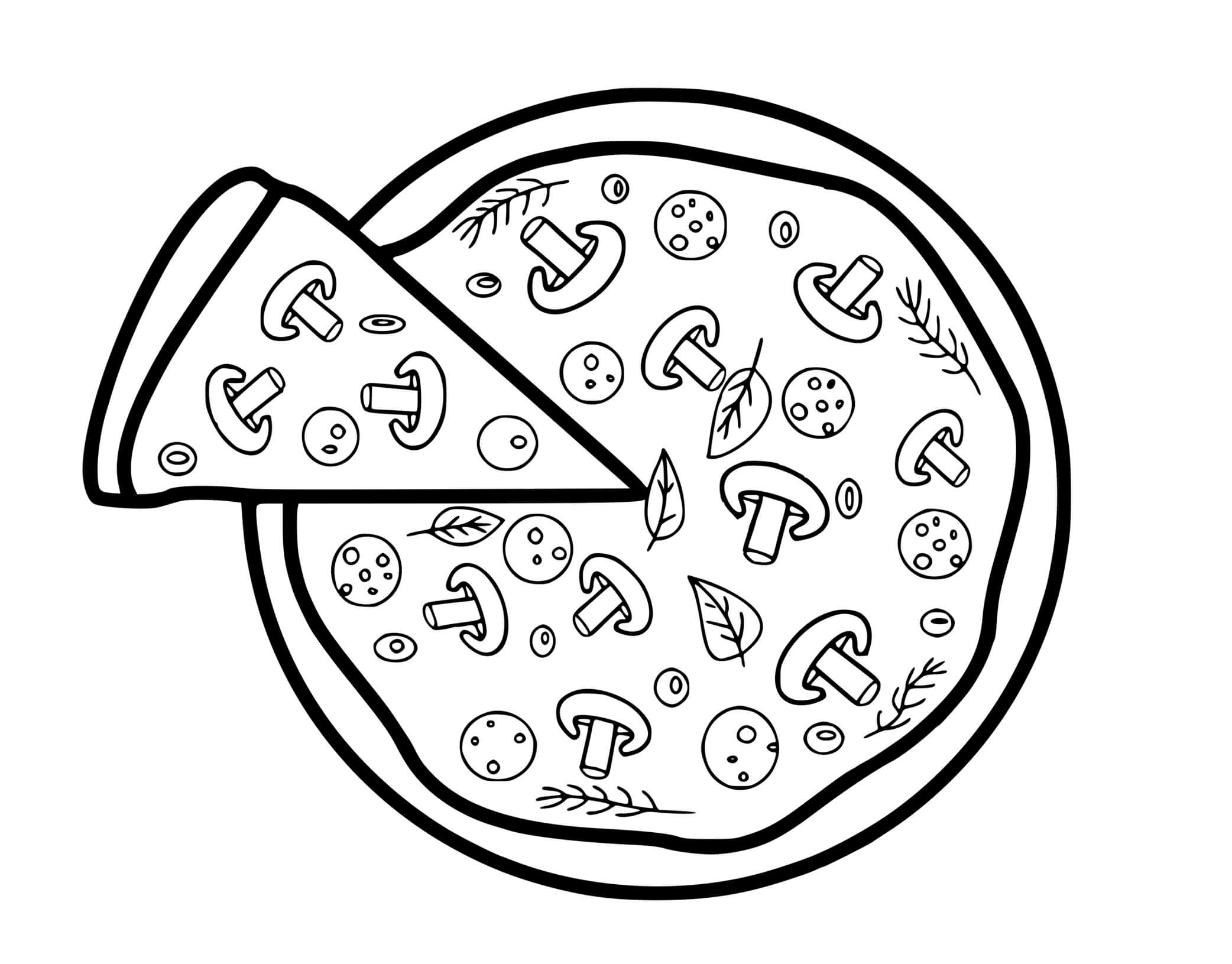 Coloriage Pizza Romaine Aux Anchois - Pizza à imprimer