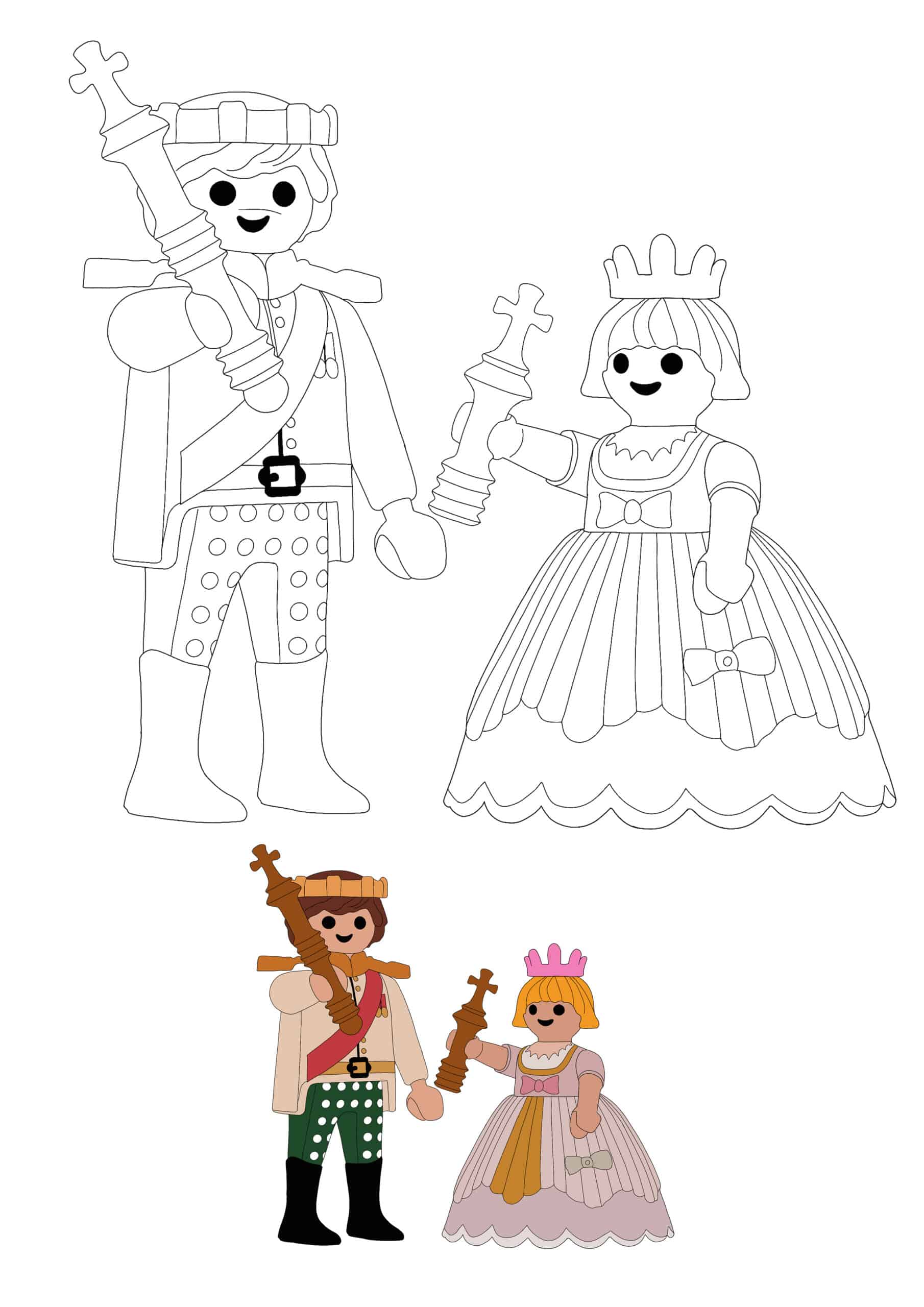 Coloriage Playmobil Prince And Princesse - Princesse à imprimer