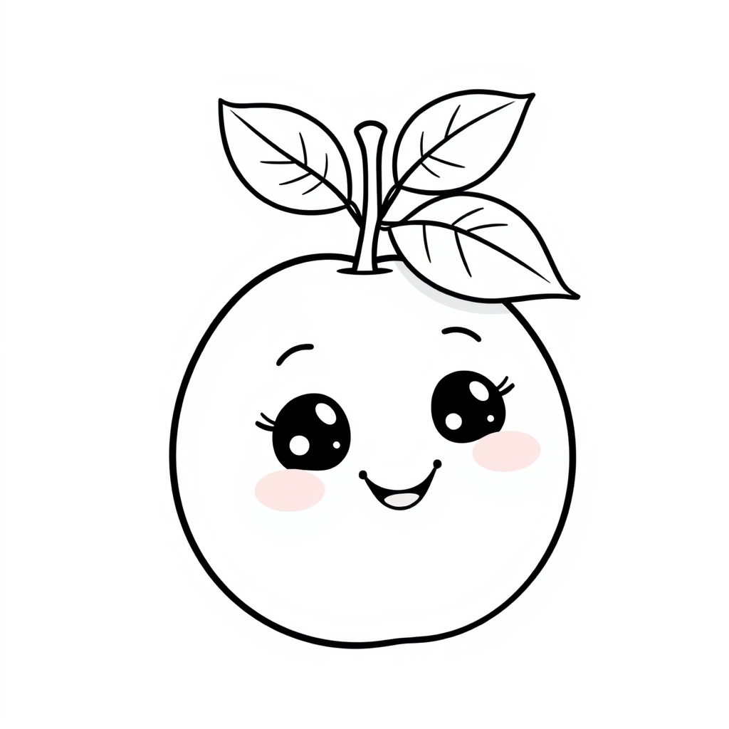 Coloriage Plum Fruit Kawaii - Kawaii fruits à imprimer