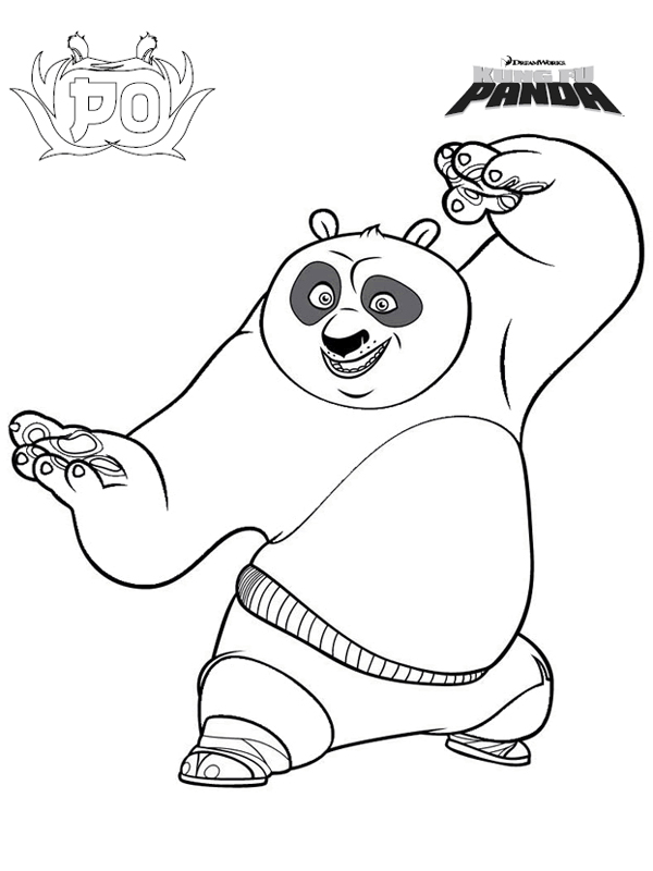 Coloriage Po Fait Du Kung Fu Se Positionne - Kung fu panda à imprimer