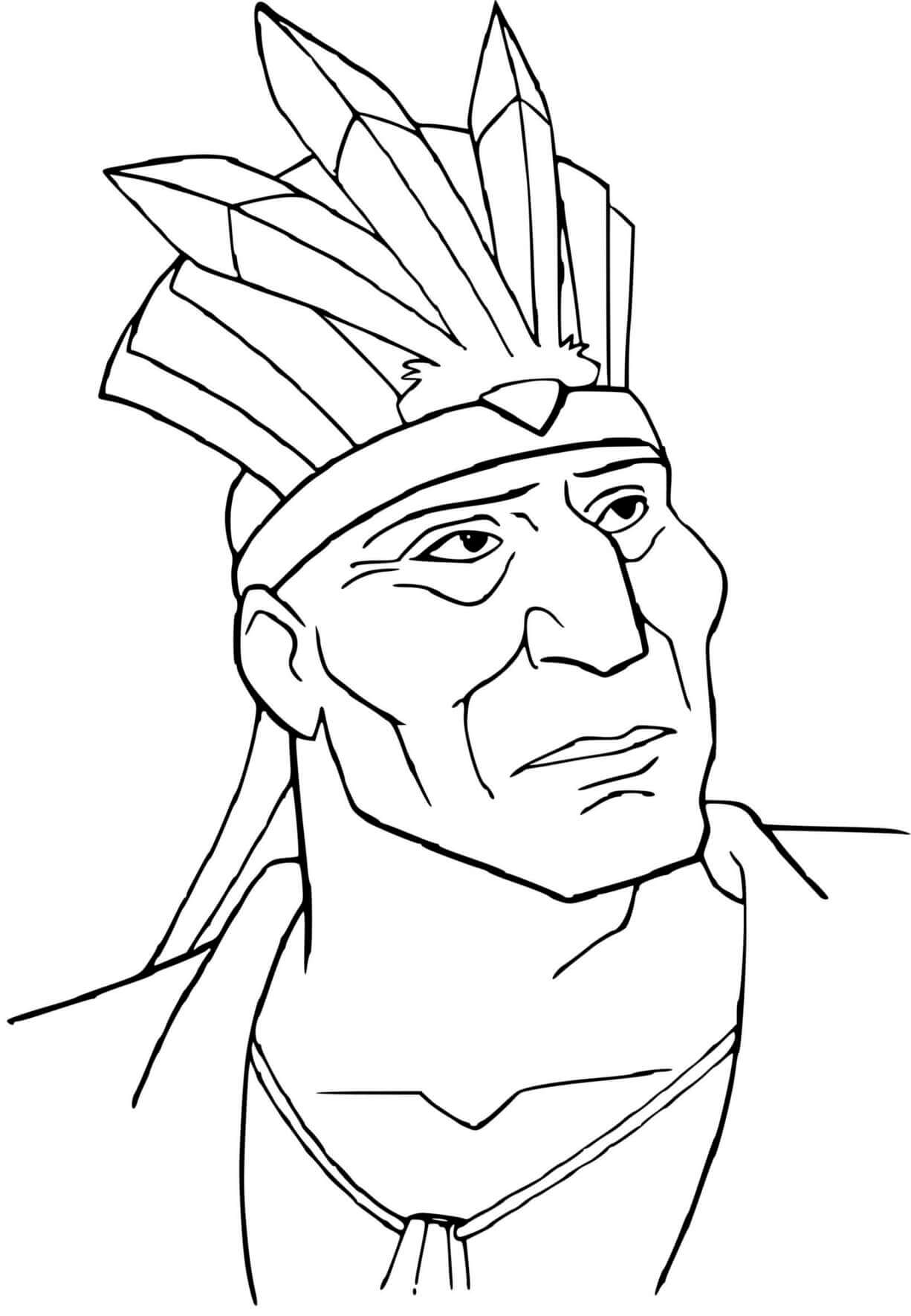 Coloriage Pocahontas Chef Amerindien - Pocahontas à imprimer