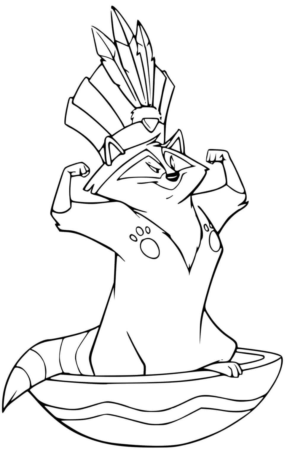 Coloriage Pocahontas Raton Laveur - Pocahontas à imprimer