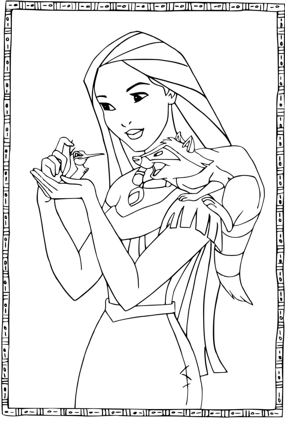 Coloriage Pocahontas De La Tradition Powhatan - Pocahontas à imprimer