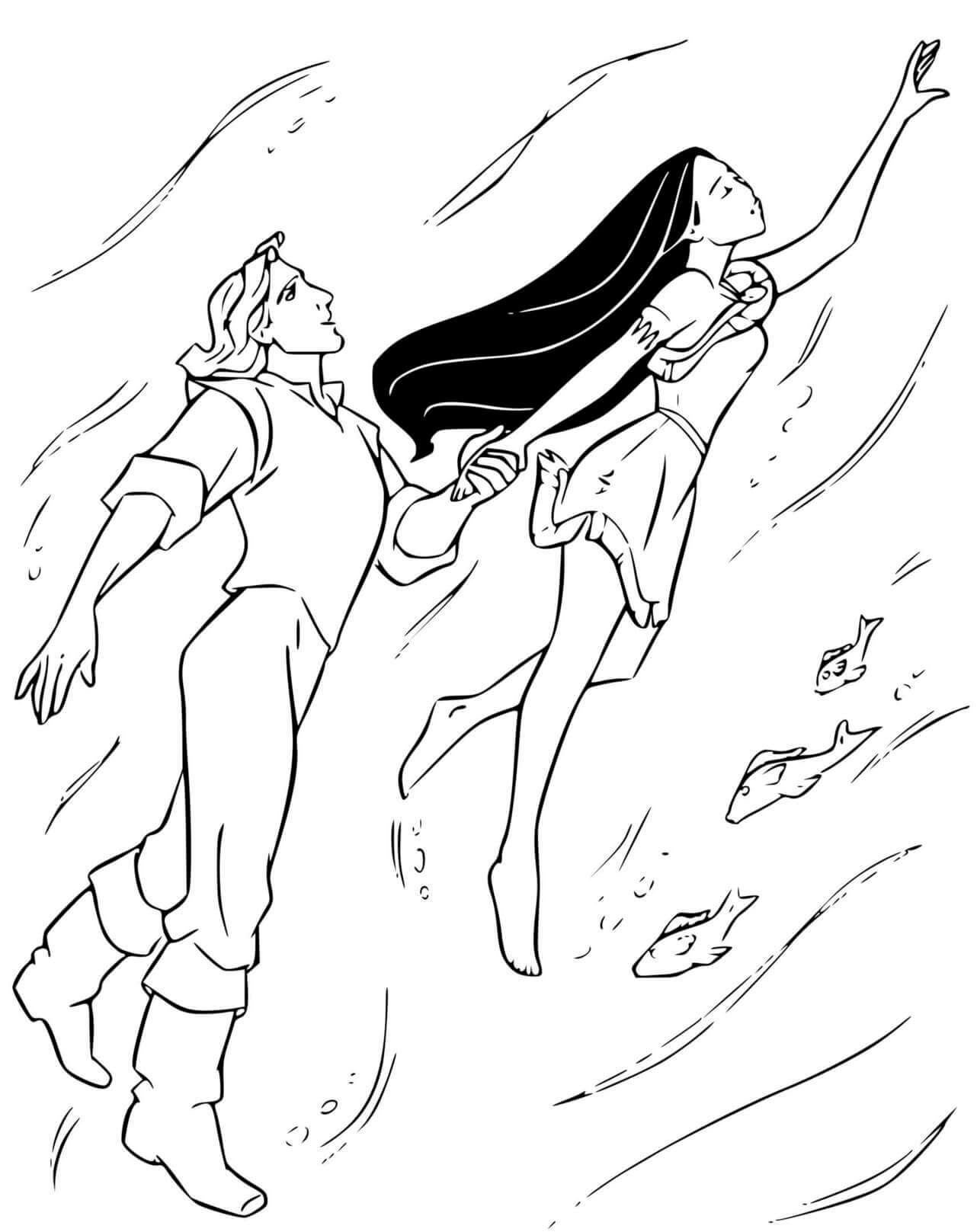Coloriage Pocahontas Evadee De La Mer - Pocahontas à imprimer
