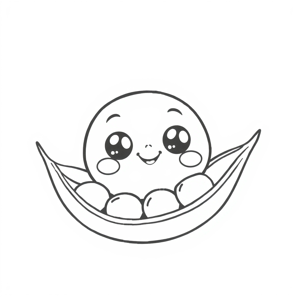 Coloriage Pois Maternelle Légumes Kawaii - Legumes à imprimer