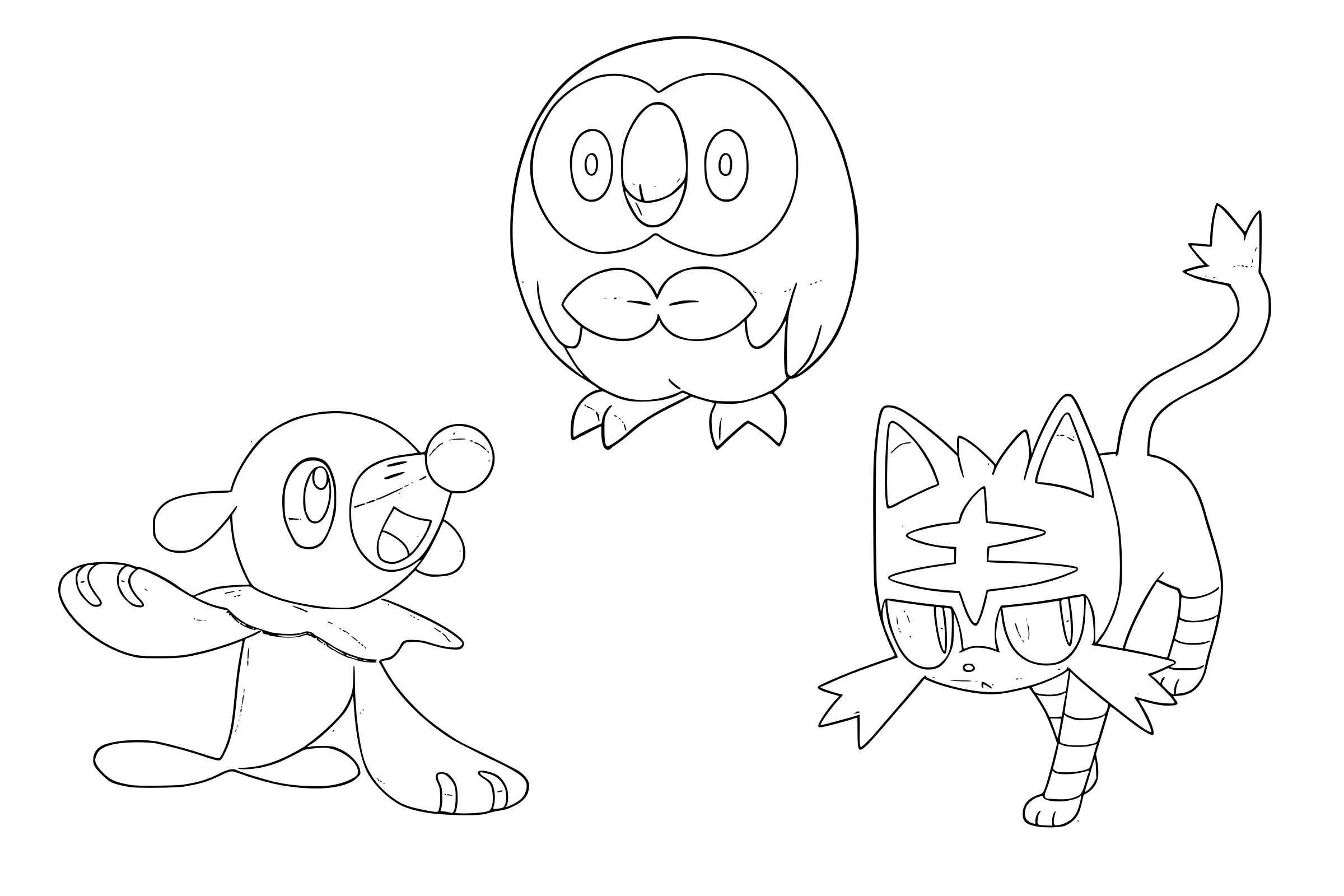 Coloriage Pokemon Soleil Lune Starters - Pokémon à imprimer